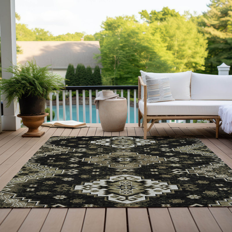  Tapis de porte d'extérieur antidérapant Malchow, Rectangle 10 pi x 14 pi
