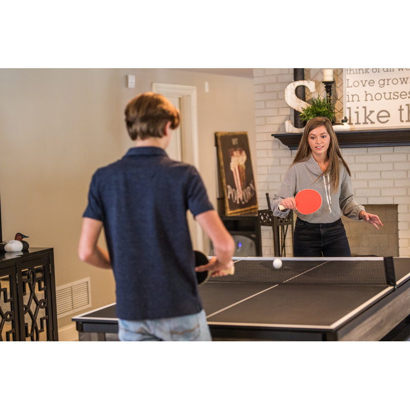 Gray Wood 3-in-1 Billiards, Table Tennis, and Dining Table