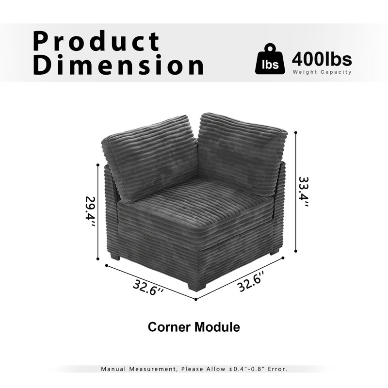  Fauteuil d'appoint modulaire Coapé, Fausse fourrure grise
