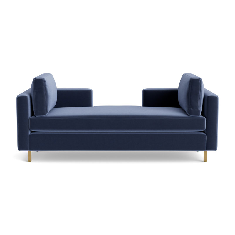 Hunter Bench, Performance Velvet - Indigo, Brushed Brass