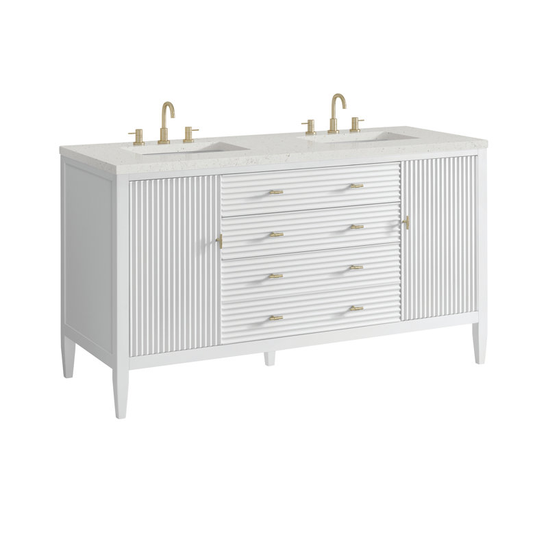 Myrrin 60'' W Double Vanity, Lime Delight Silestone, Bright White, 8" Widespread