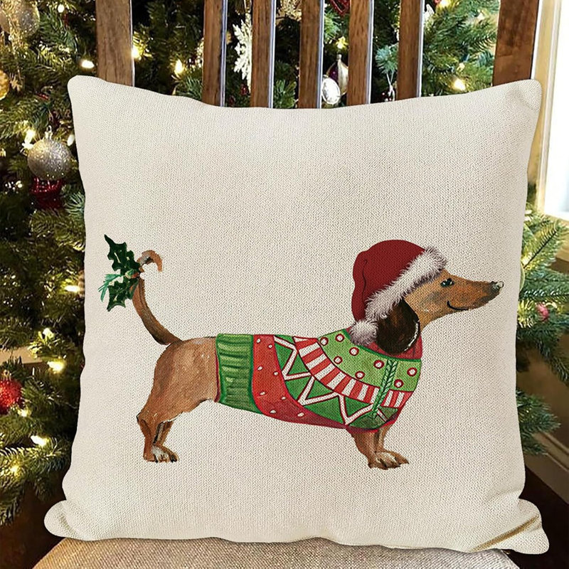Housse de coussin Merry Christmas Dachshund