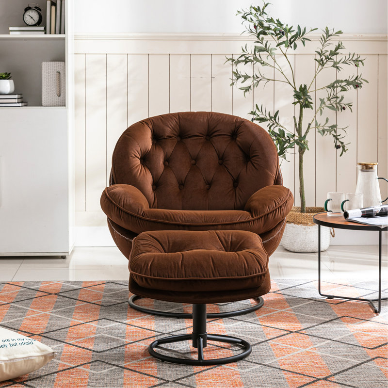 Chaise d'appoint avec cadre en velours brun stable et stable, l 32,37 po, siège confortable, assemblage partiel