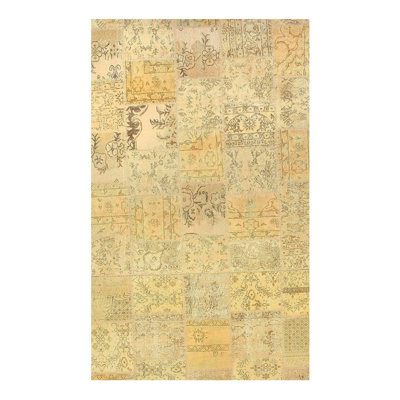 No Pattern and Not Solid Color Handmade Rectangle 5'11" x 8'8" Wool/Cotton Area Rug in Beige/Gray
