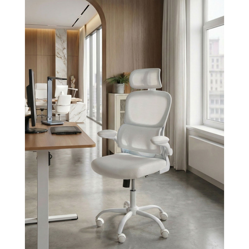 Office Chair with Headrest, White