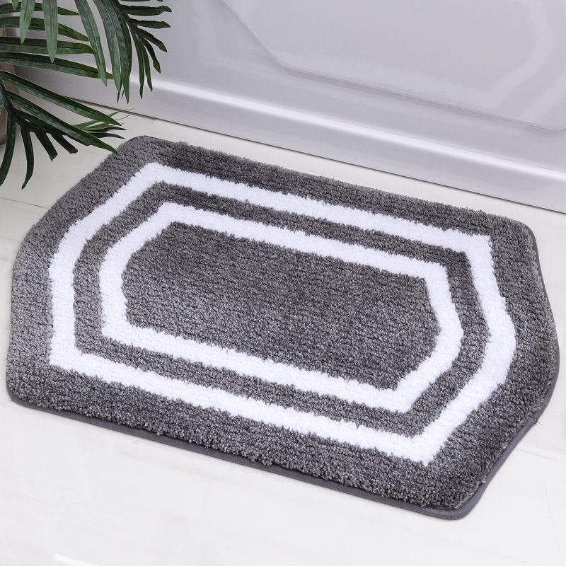 Tapis pour salle de bain Shilyn, L 17 po x L 27 po, Gris