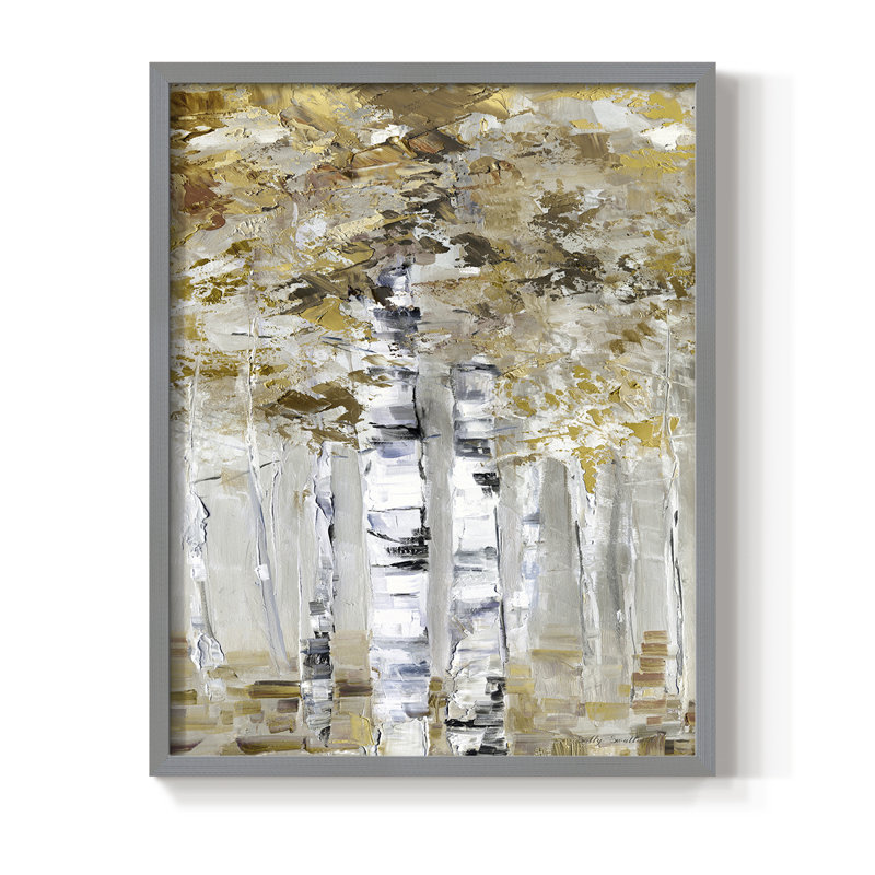 «Neutral Birch II», reproduction encadrée - bois massif, Gris, H 21 po x l 17 po