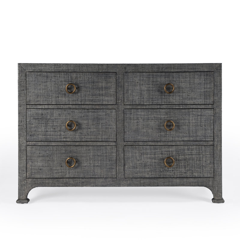 Chatham Raffia 6 Drawer Dresser, Charcoal