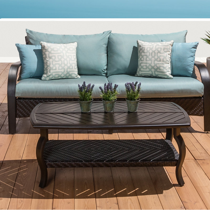Kechia 2 Piece Sofa Seating Group With Sunbrella Cushion Covers, Canvas Spa Sunbrella® Canvas