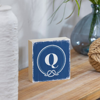 Coastal Wooden Plock Monogram Nautical 6" Q