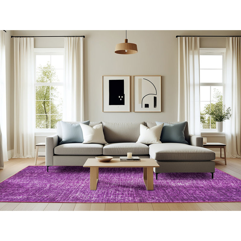 Tapis violet tissé à la machine, Rectangle 6 pi x 9 pi