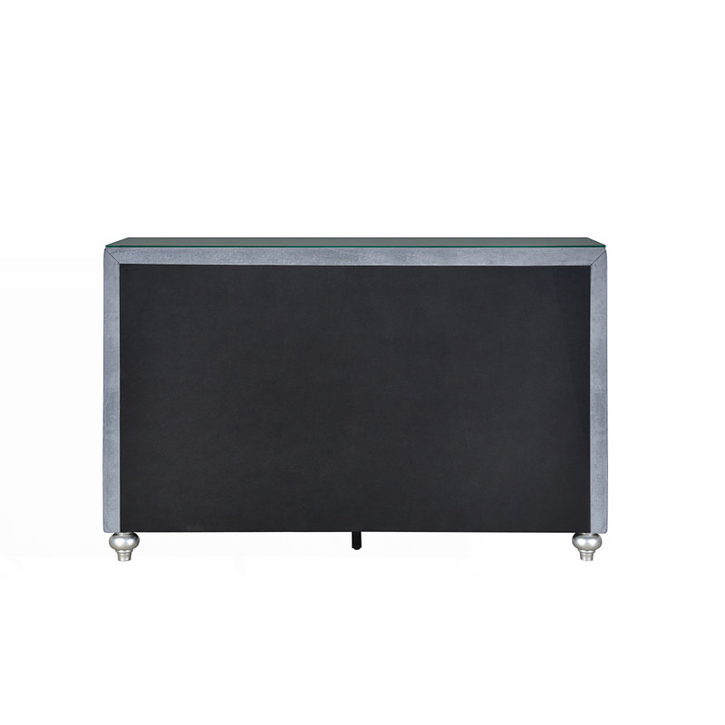 Commode 1 tiroir 9 pièces avec plateau en verre trempé 1pc