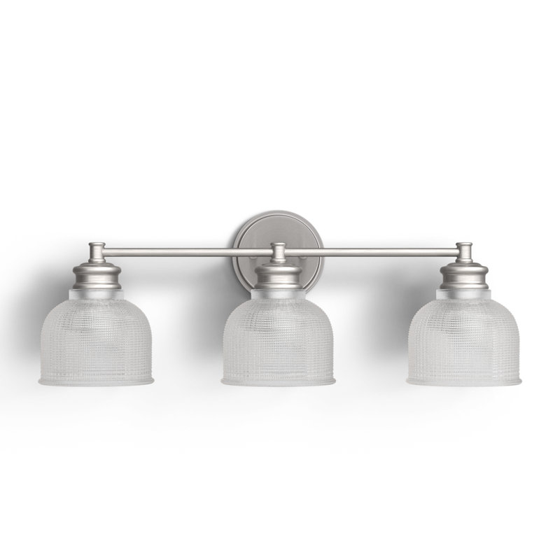 Brushed Nickel 3-Light Vanity Light with Clear Glass Shades