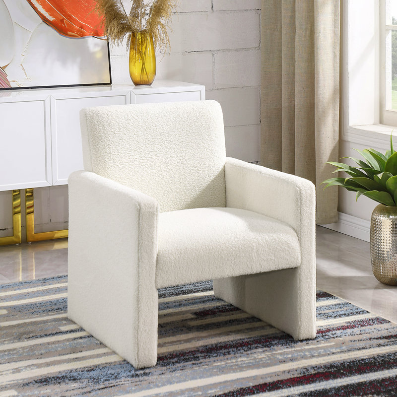 Janayra Upholstered 28" Wide Accent Arm Chair, Cream