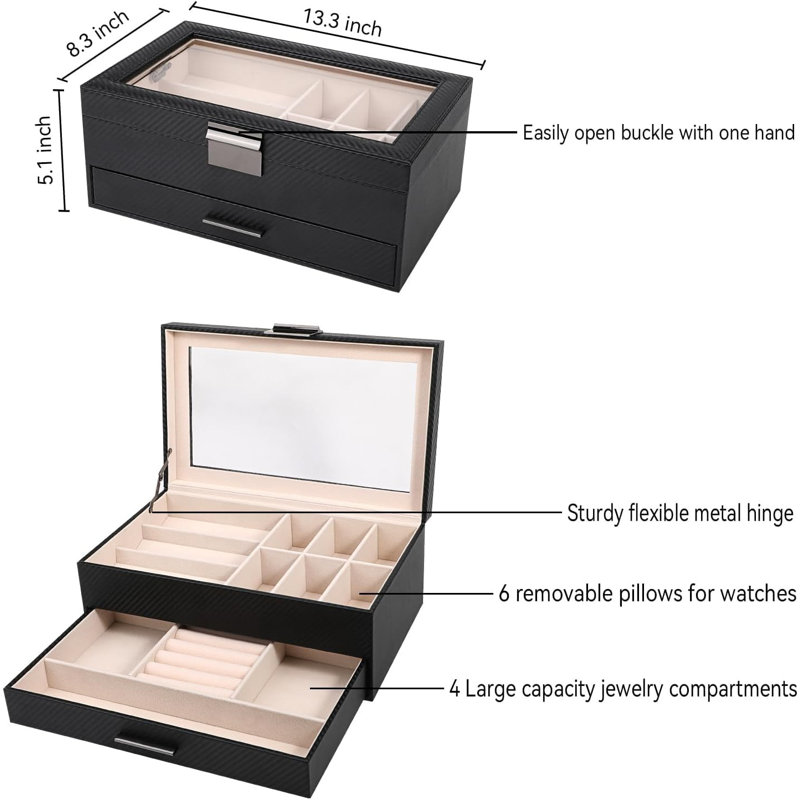Leather Watch Box +, Black