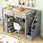 Lit mezzanine avec bureau et tablettes-964261543