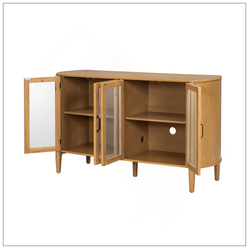 Armoire de rangement à l'entrée du salon et de la salle à manger, grande taille, 4 portes, style élégant, naturel, Naturel