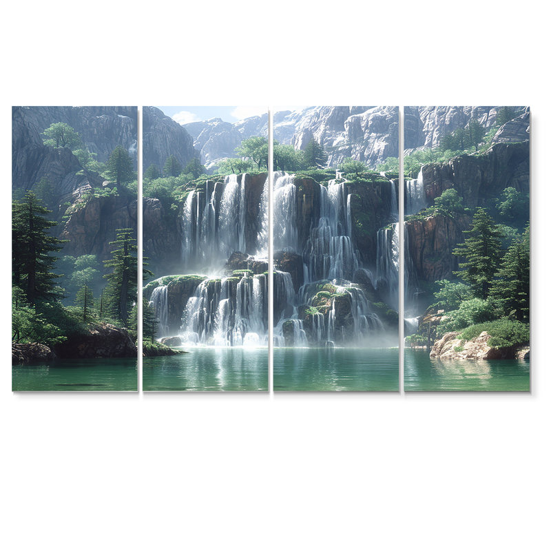 Claypoole - Ensemble de 4 décorations murales en cascade, H 28 po x l 48 po