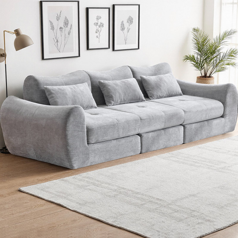 Canapé-lit convertible 3 places modulable Cloud, Gris