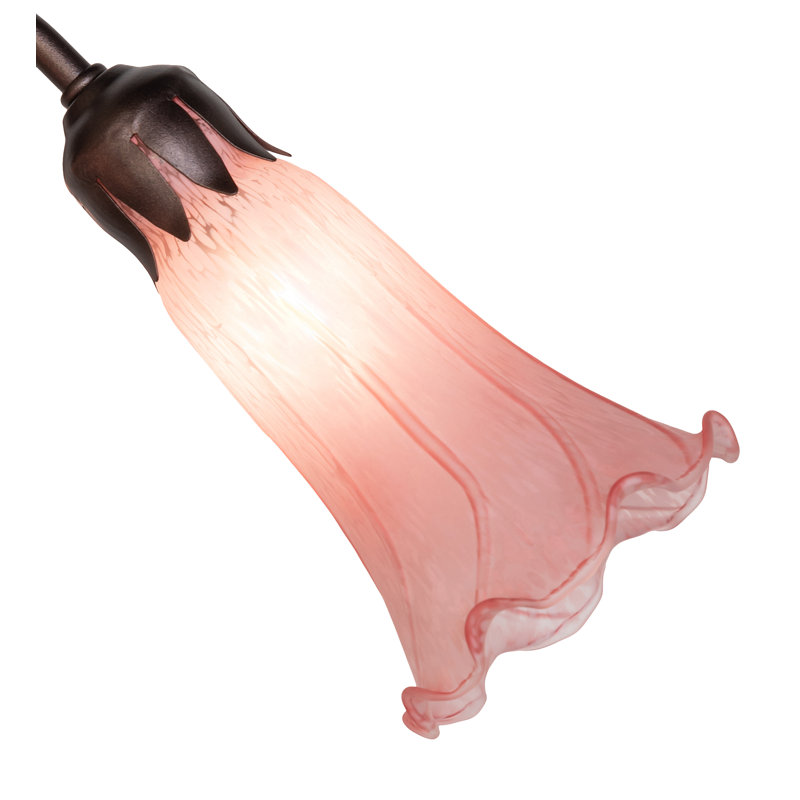 19" Wide Amber/Purple Tiffany Pond Lily 4 Light Fan Light, Pink