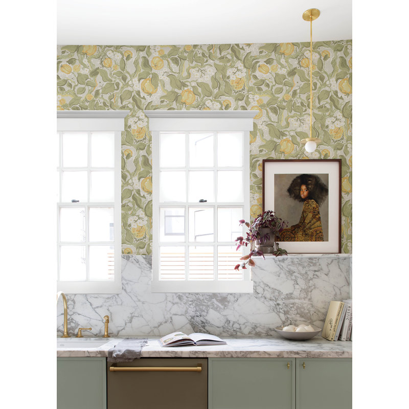 Wallpaper Double Roll, Gray/Yellow