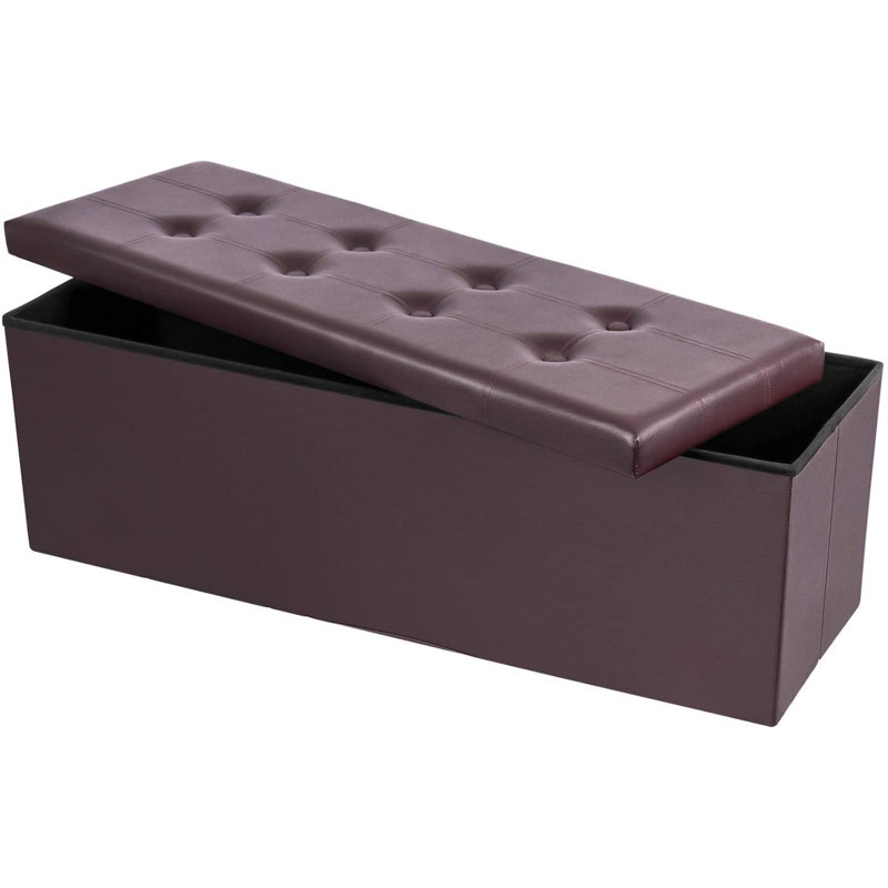 Falan Faux Leather Ottoman, Brown