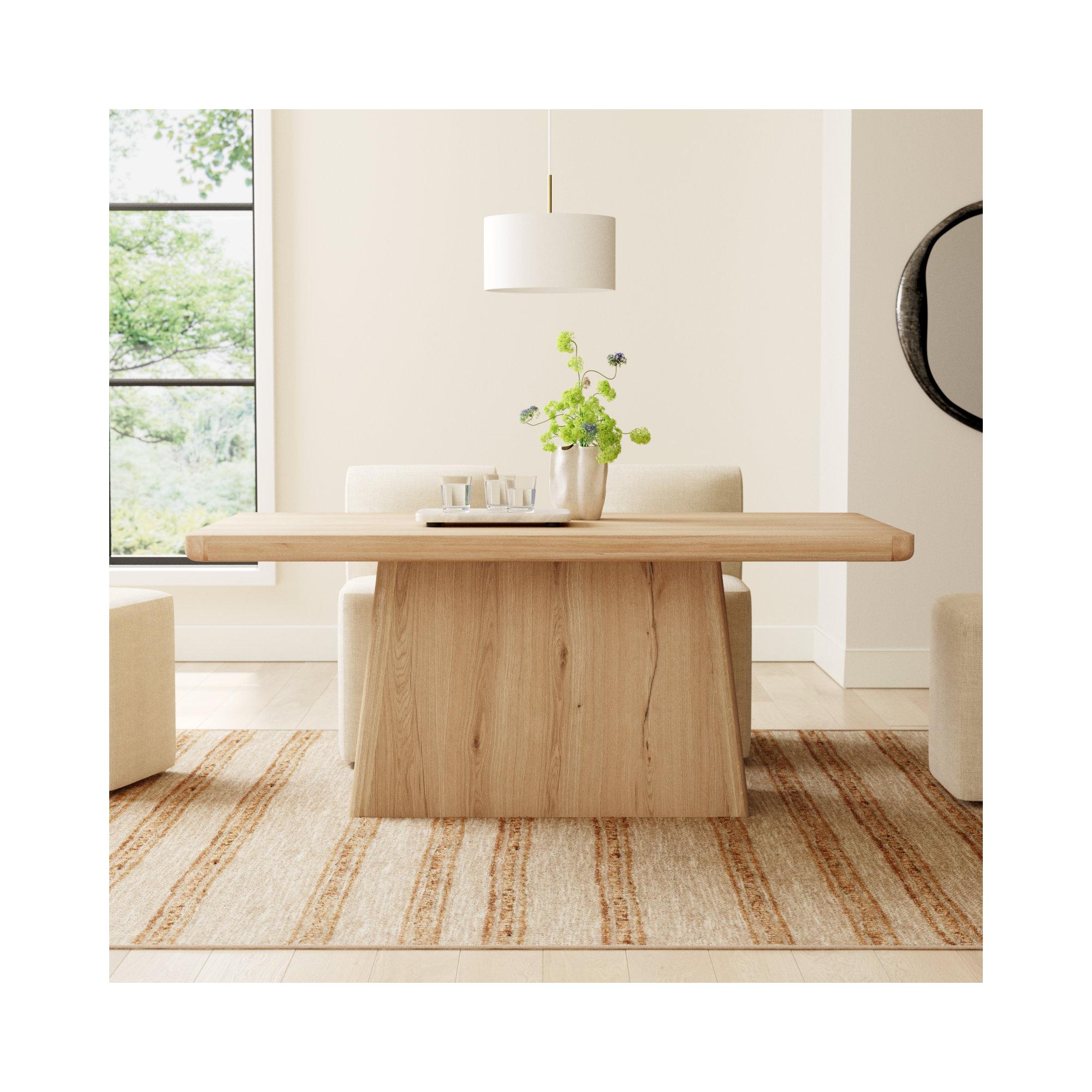 Lowell Pedestal Dining Table, 30" H x 71" L x 39" W, Natural