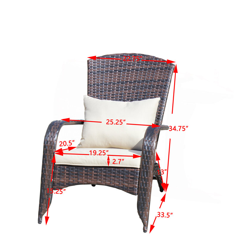 Chaise de patio avec coussins (coussin beige), Beige, Brun