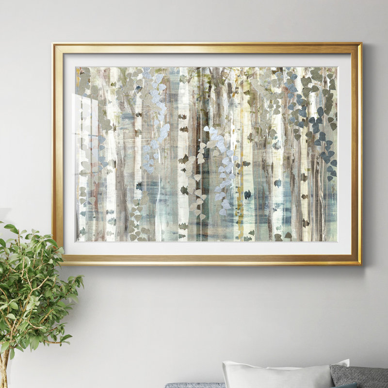 Birch Wood Meadow - Peinture encadrée, H 22,5 po x l 30,5 po x P 1,5 po, Cadre doré