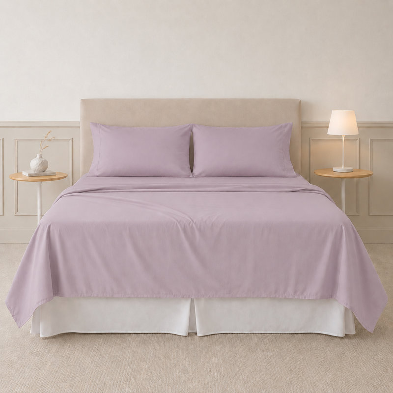Ensemble de draps en microfibre 4 pièces Modern, Twin Sheet Set with 1 Pillowcase, Mauve
