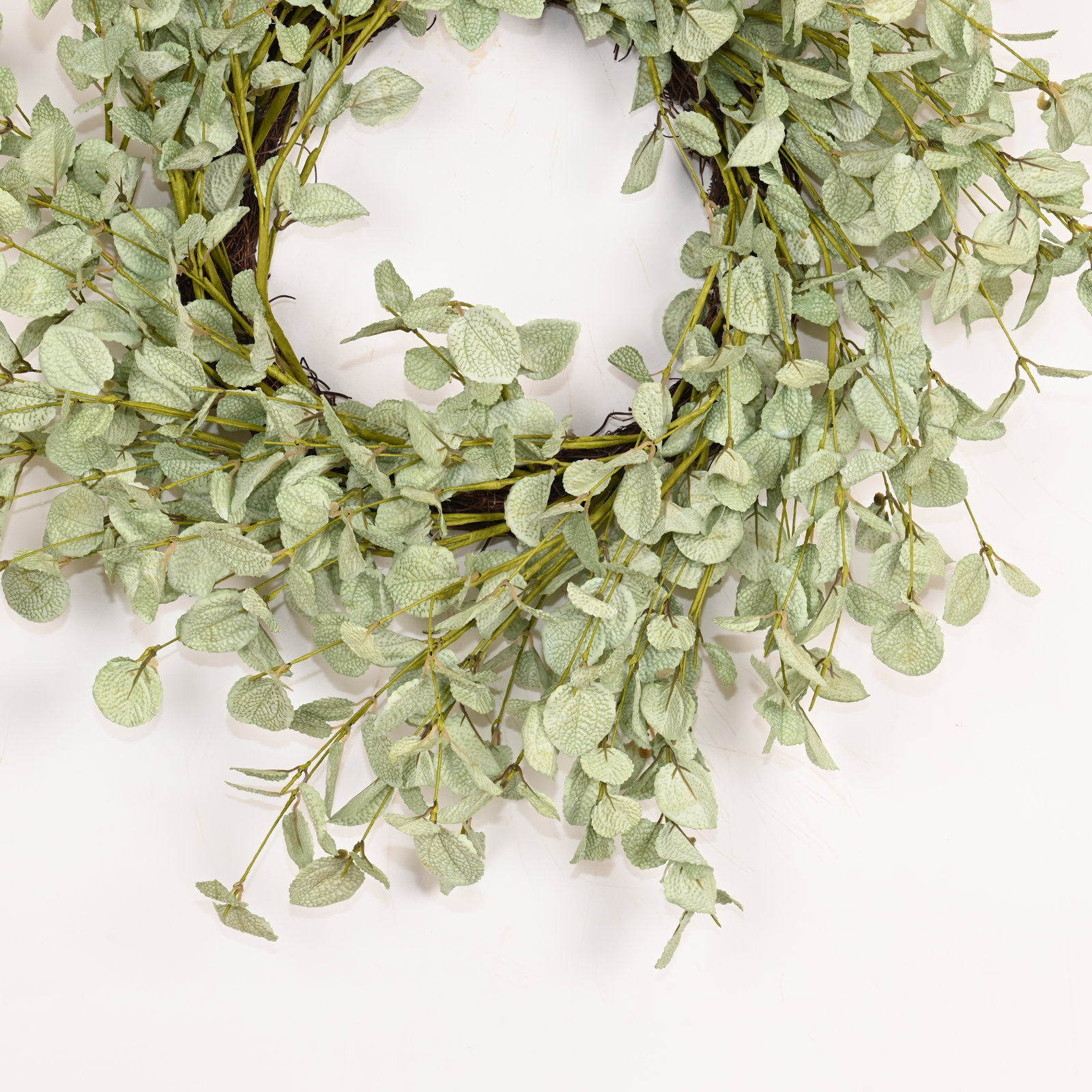24'' Halloween Handcrafted Faux Eucalyptus Wreath, Light Green