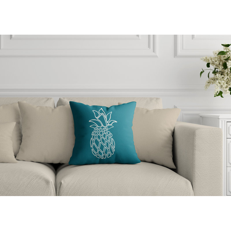 Housse de coussin d'extérieur carré Calico, 19 po x l 19 po, Turquoise