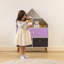 Organisateur de rangement et bibliothèque Harper avec 2 bacs en tissu, violet / blanc