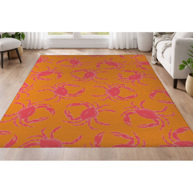 Tapis ultra-mince à profil bas Crabby, Rectangulaire 4 pi x 6 pi, Orange