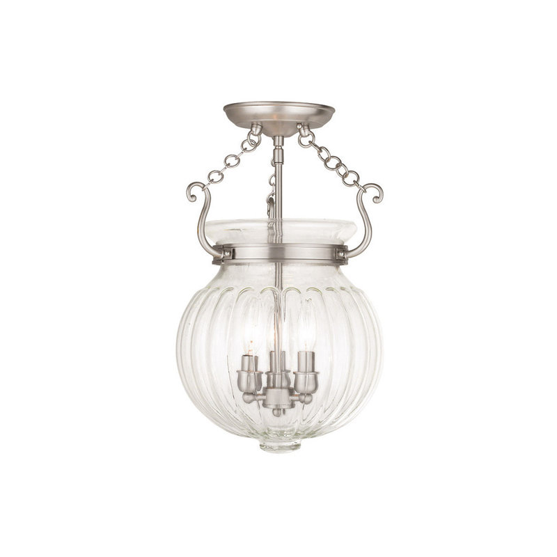 Teebar Glass Semi Flush Mount, Brushed Nickel