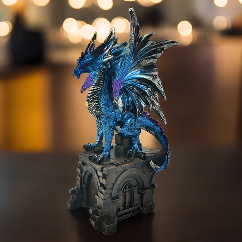 Figurine dragon bleu 7 "sur portail