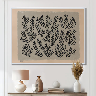 «Black and Brown Natures Coastal Essence», art mural corail pour le salon, impression sur toile Black Coastal