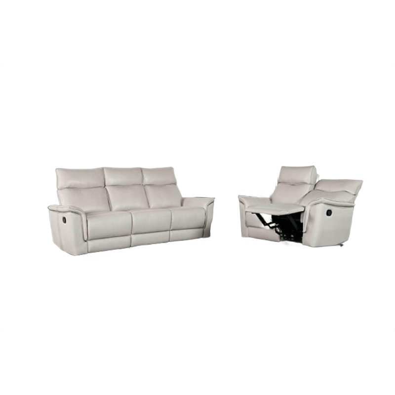 Lenne 2Pc Manual Reclining Sofa And Loveseat Set, Ivory Vegan Leather, Ivory