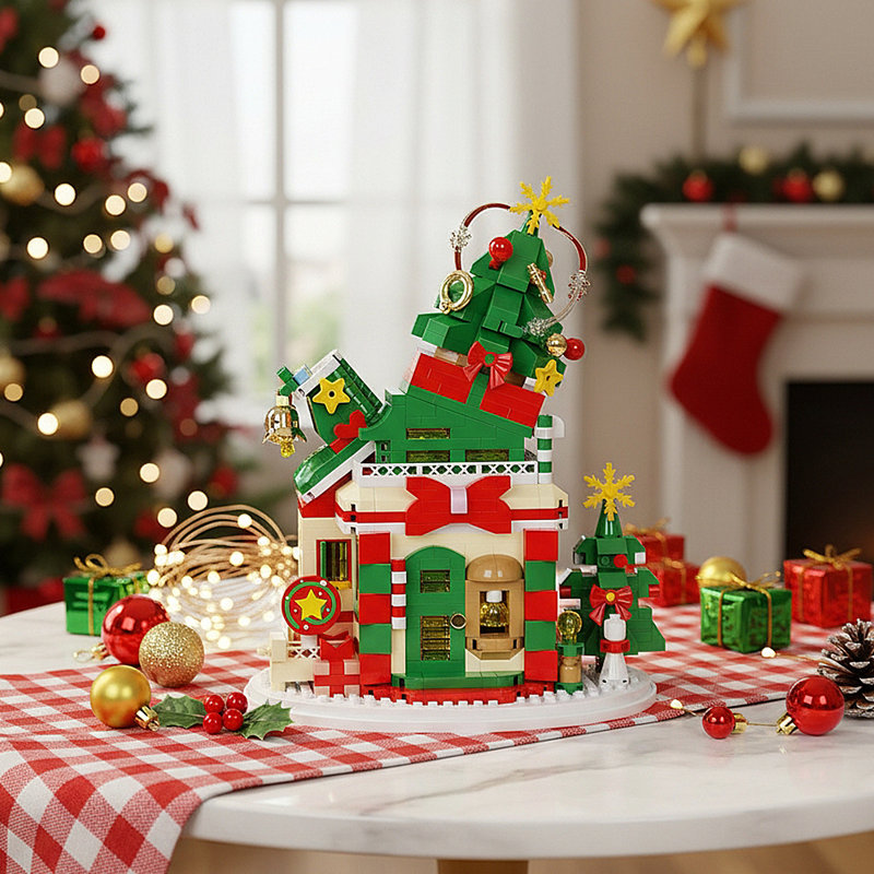 Christmas Tree House Building Blocks Set