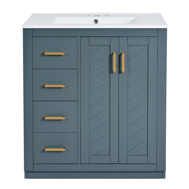 Ensemble de meuble-lavabo moderne en bois massif avec rangement Elegant