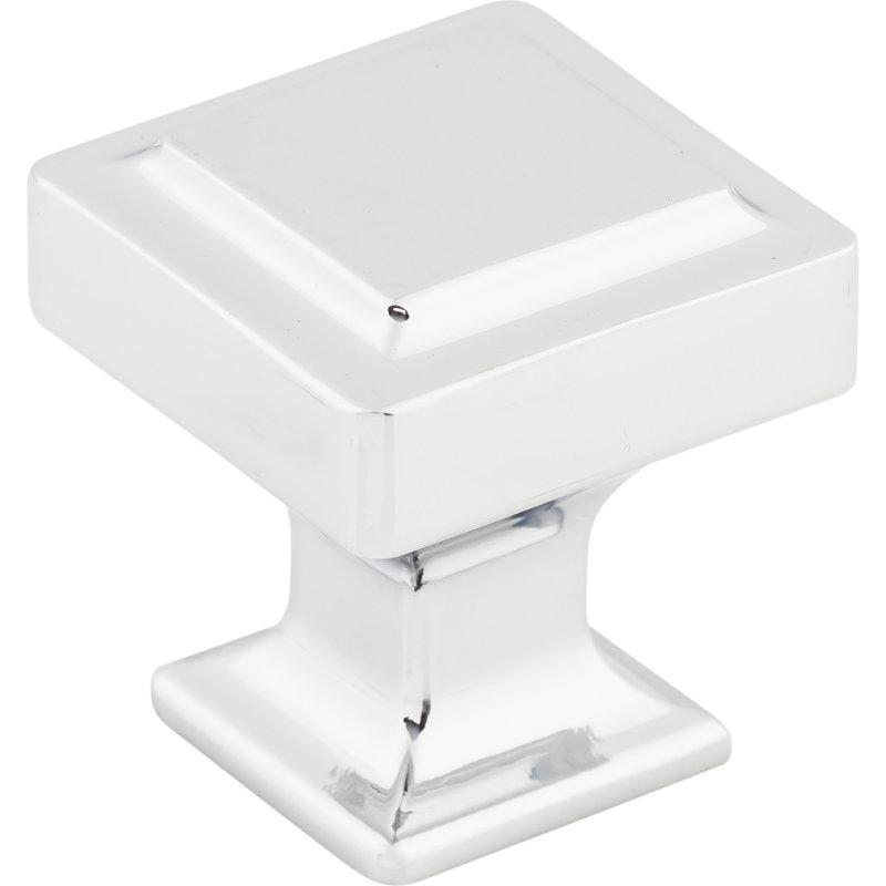 Ascendra 1 1/8" Length Square Knob, Polished Chrome, 1" Length