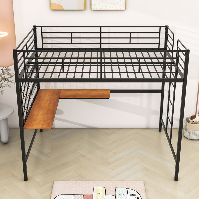Blanca Kids Full Metal Loft Bed with Built-in Desk, Black