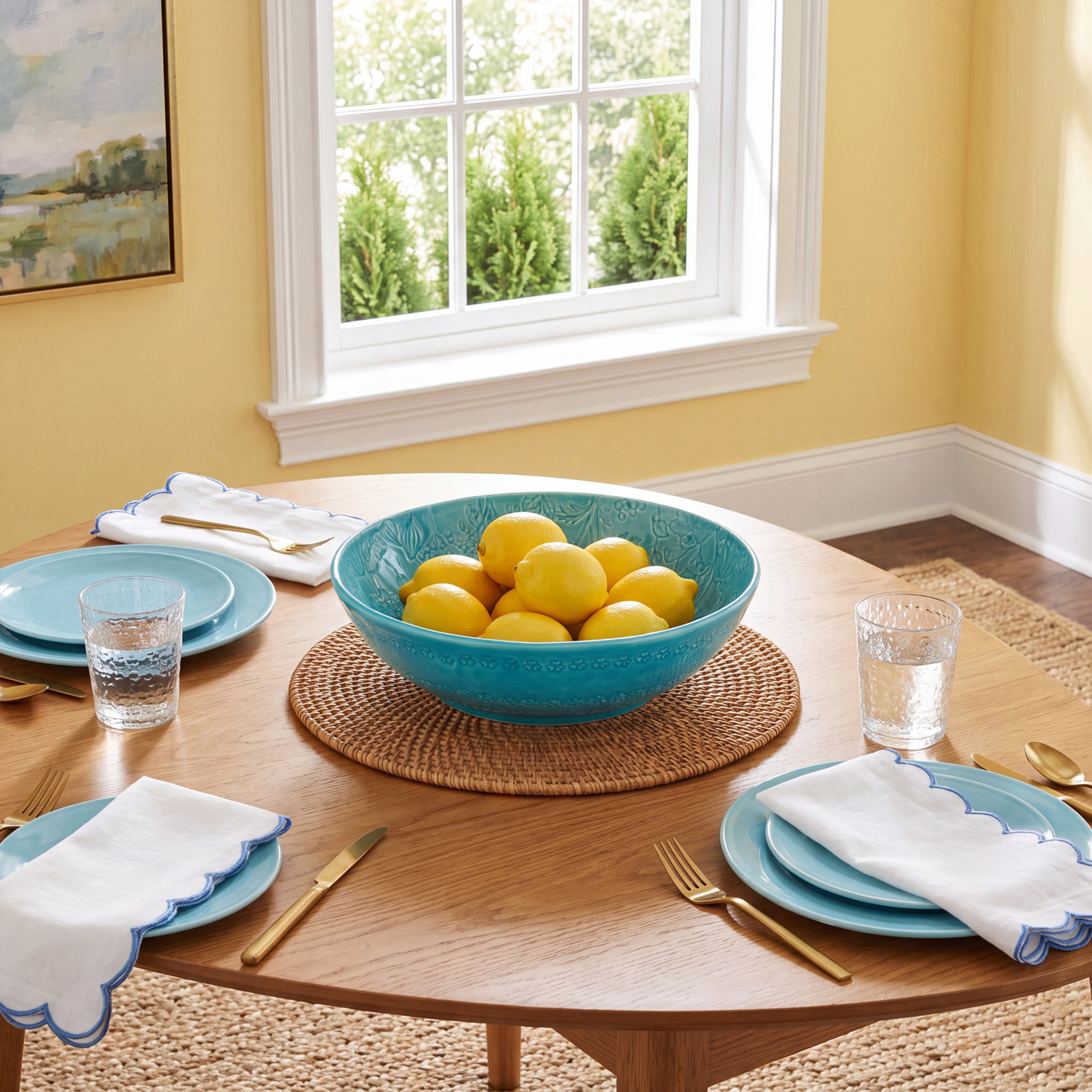 Flora Salad Bowl, Blue