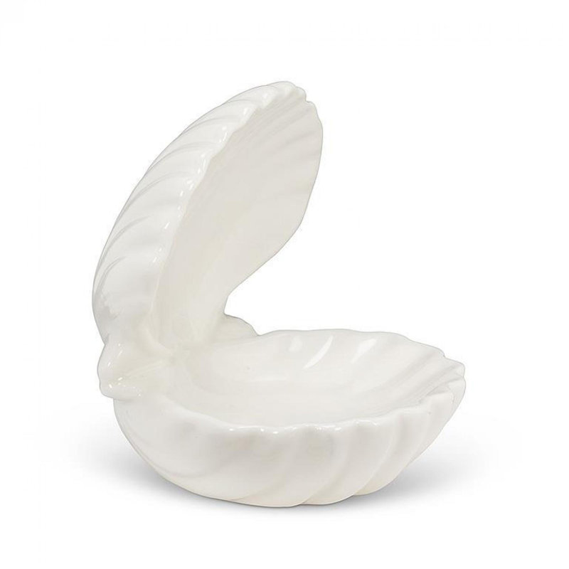 White Ceramic Double Clam Shell Soap Dish