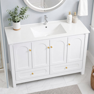 Meuble-lavabo blanc 48 po avec lavabo intégré en résine