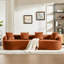 Causeuse courbée, petit canapé en chenille avec 3 coussins, canapé profond pour appartement, salon, aucun assemblage requis-237808161