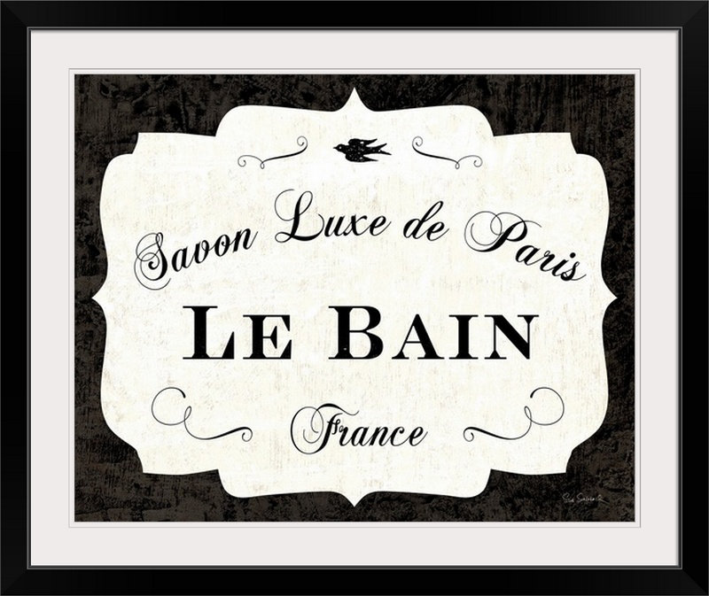 «Le Bain Luxe II» par Sue Schlabach, reproduction d'art textuel, H 37 po x l 44 po x P 1 po, Cadre noir
