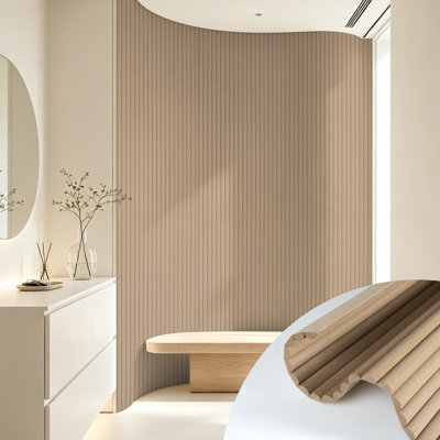 2Pcs 94.5'' x 23.6'' Flexible Beaded Wood Slat Wall Paneling for Interior Walls, Bendable Wood Wall Panels for Curved & Flat Surfaces, DIY Decorative Accent Wall Covering (30.97 sq.ft./Case)