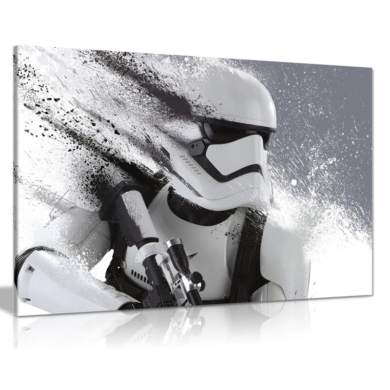 Star Wars Storm Trooper Black And White - Wrapped Canvas Painting, 41cm H x 61cm W