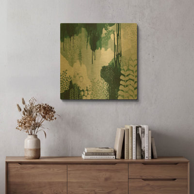 'Light Green Forest I' By Kathy Ferguson Gold Metal Wall Art, 24" x 24"